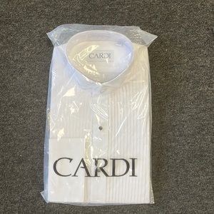 Cardi White Cotton wingtip collar pleated tux shirt size 15.5 x 34/35 new
